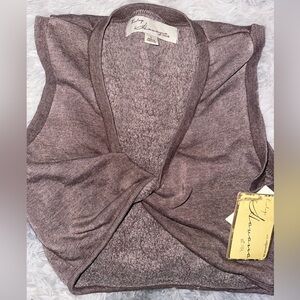 Vintage Havana Soft Brown Crop Twist Sweatshirt Top - Large NWT